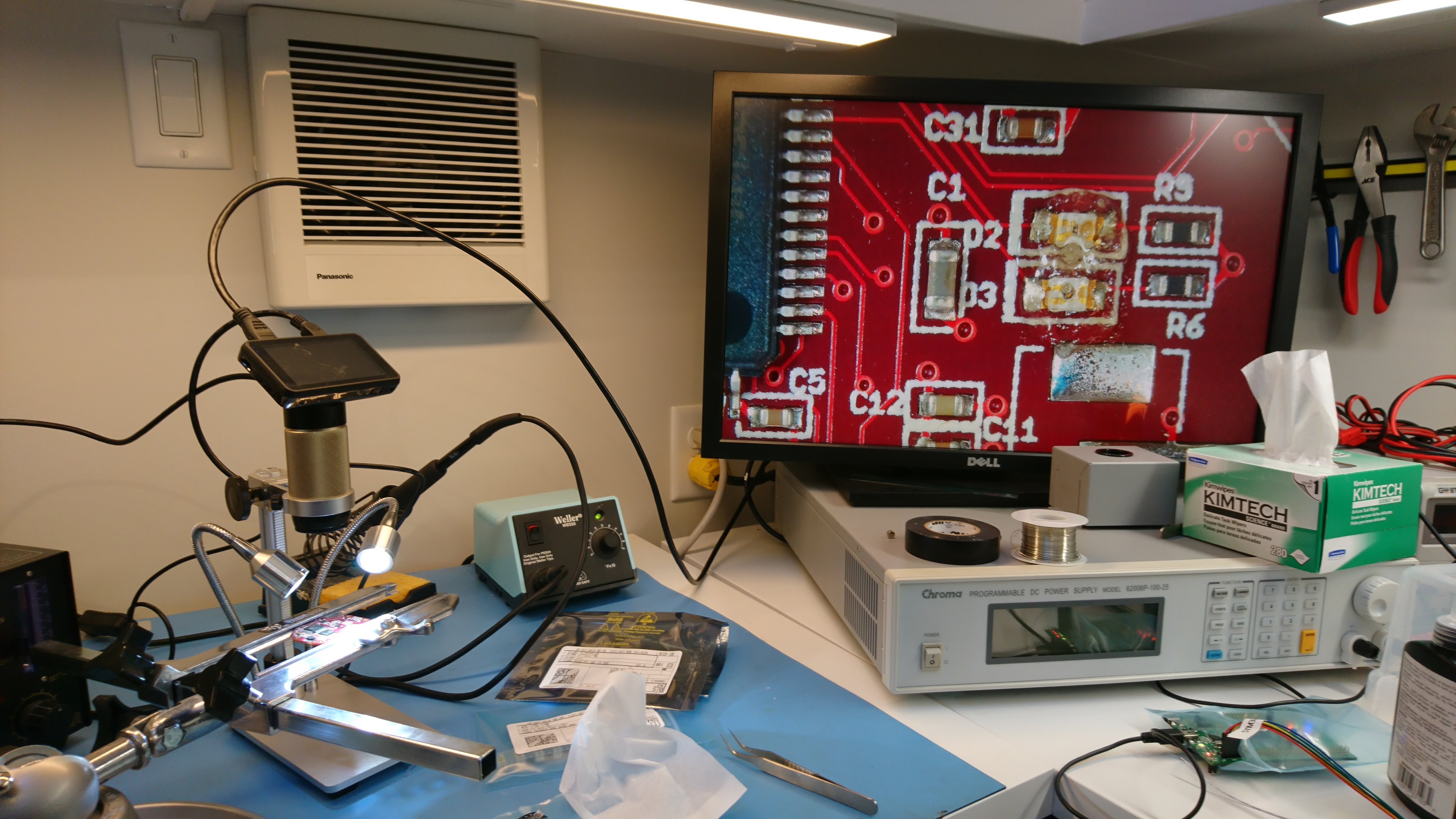 Installing 0603 LEDs under the microscope