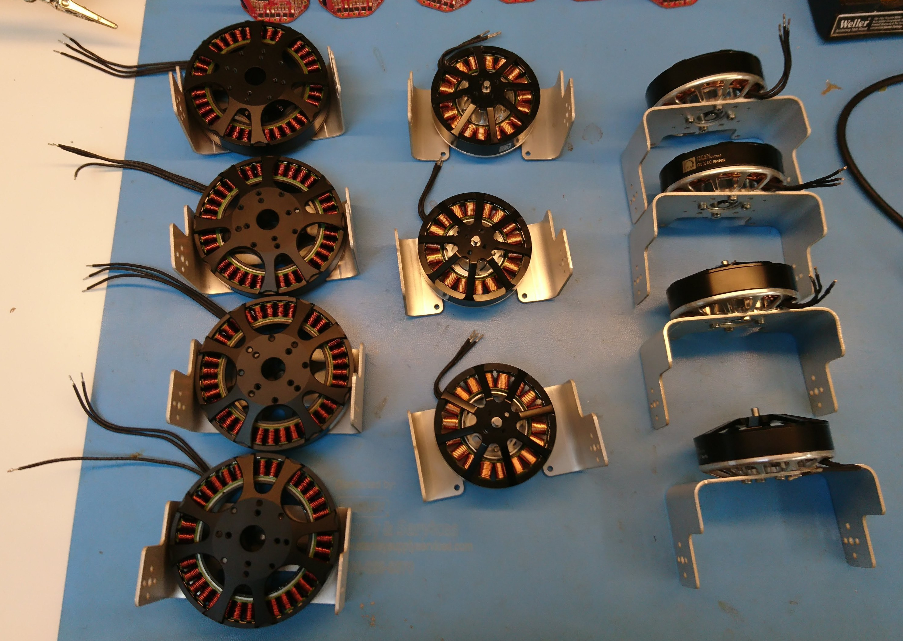 Motors mounted in brackets