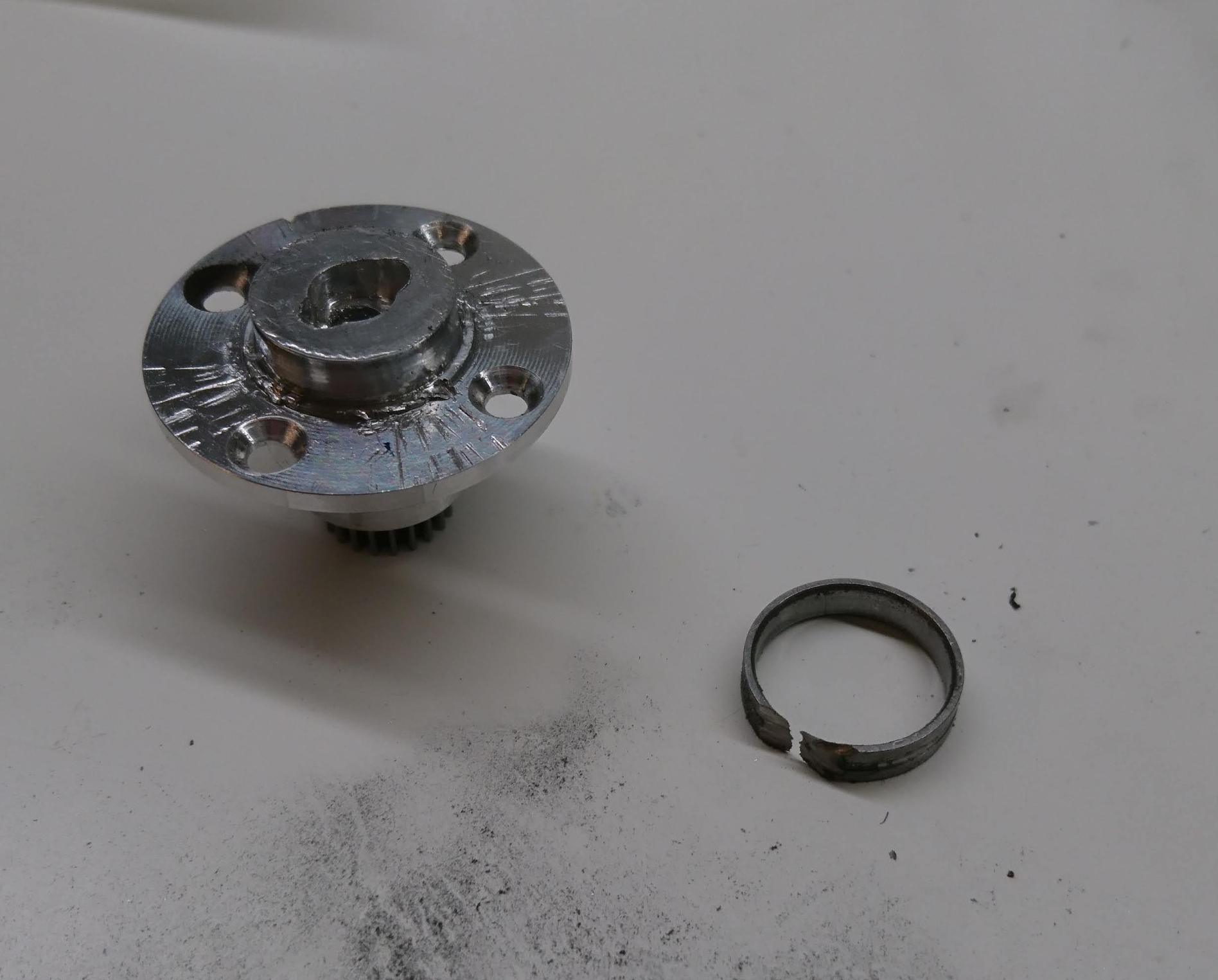 Rotor bearing removed