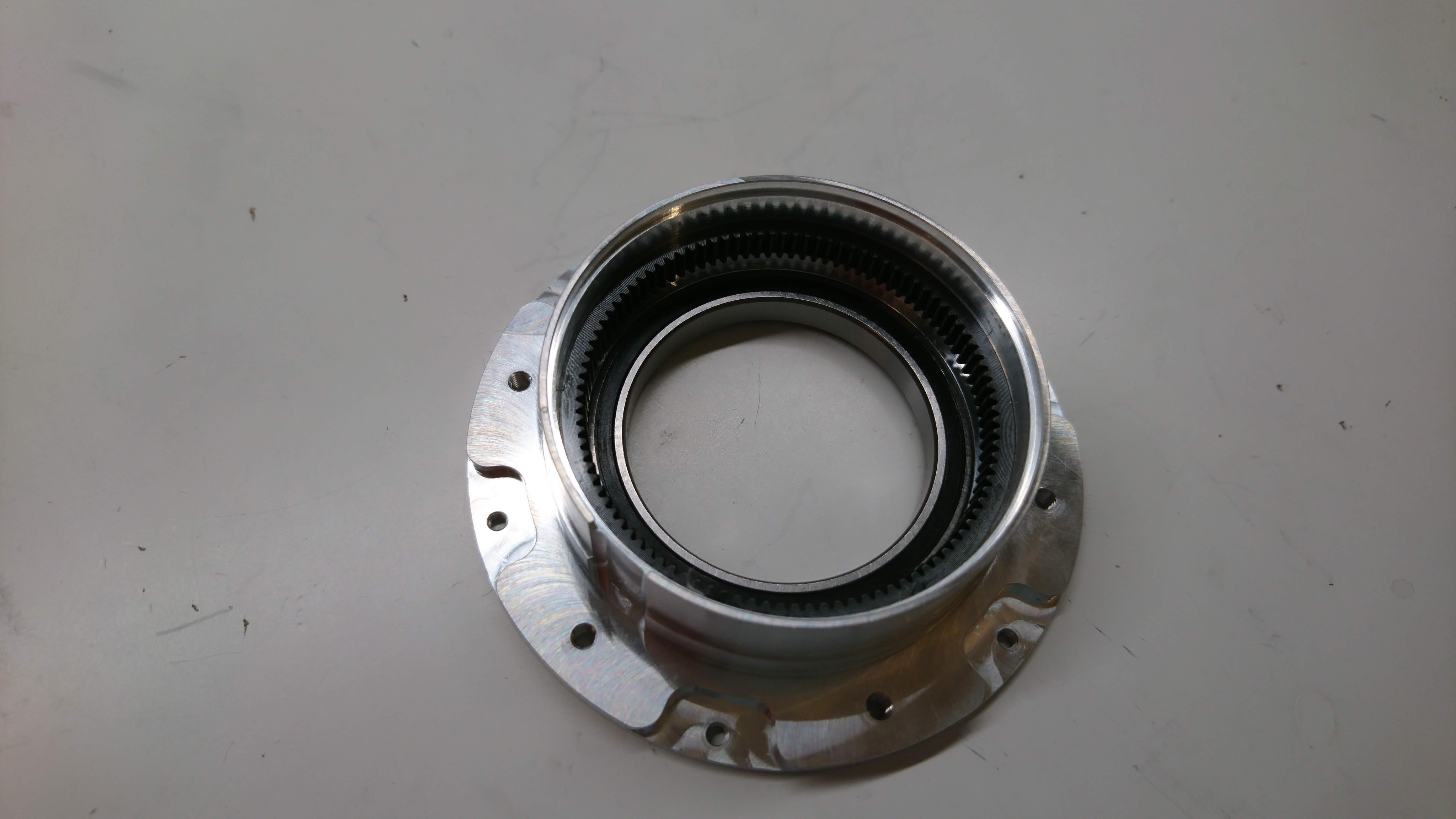Output bearing and internal gear installed