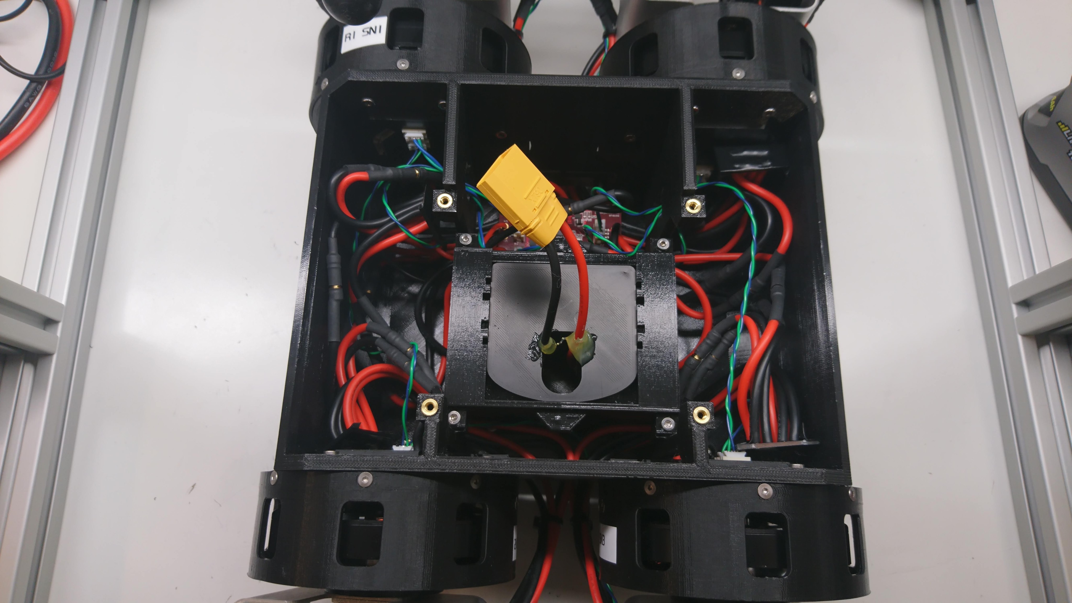 Four sets of busbars, the junction board, and a shore power battery simulator