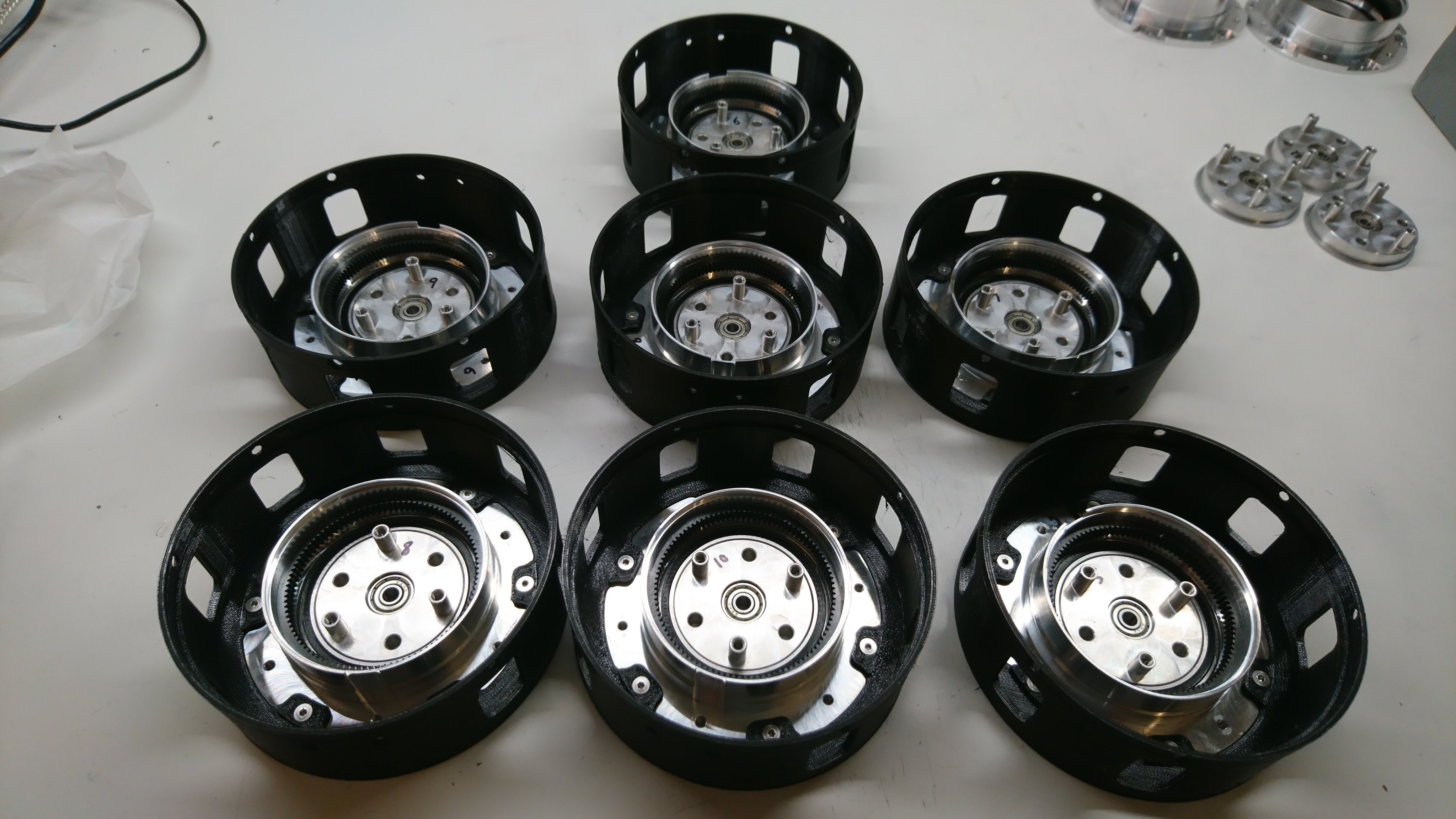 The first seven with outer housings installed