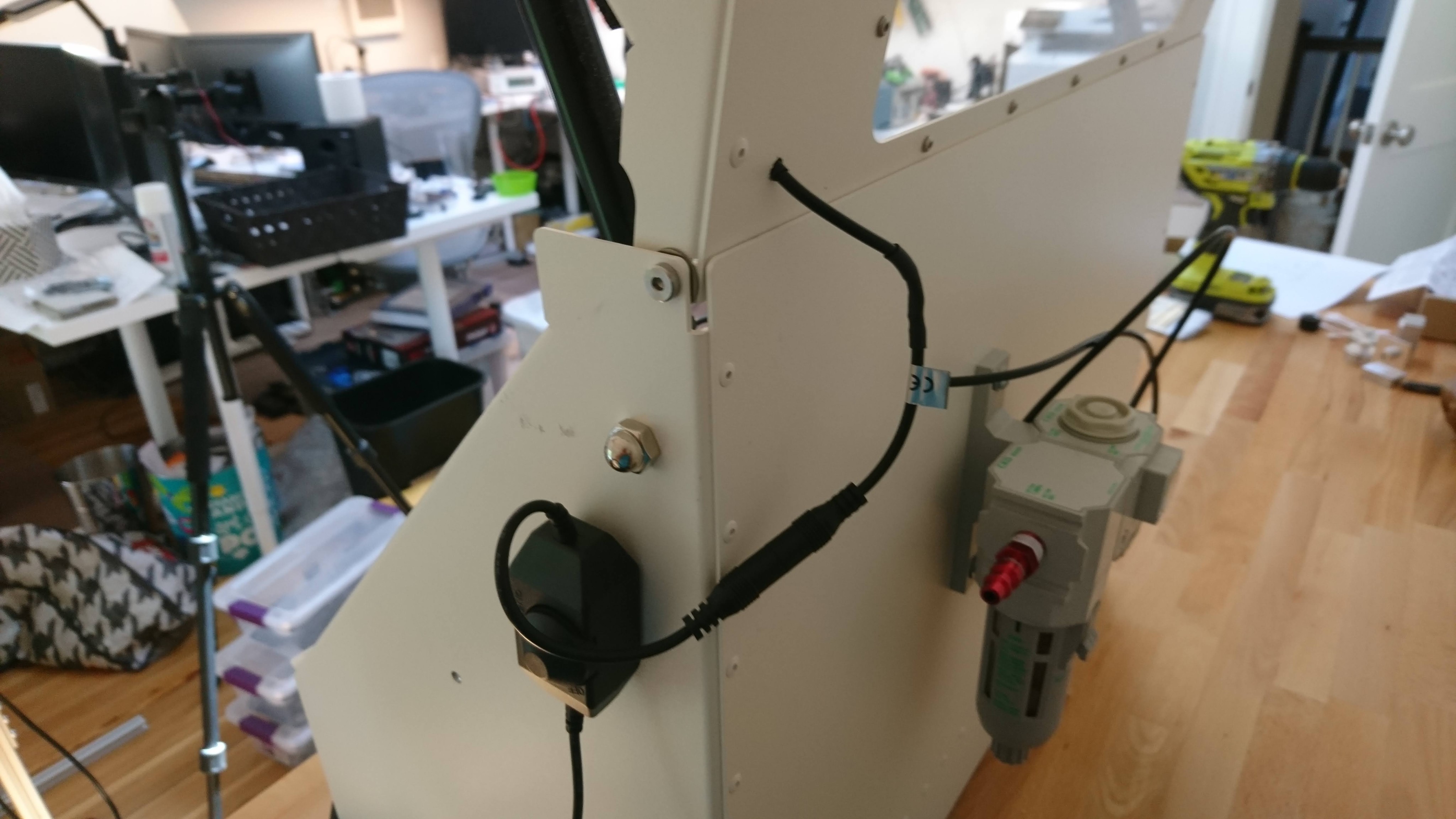 The power switch is taped to the side