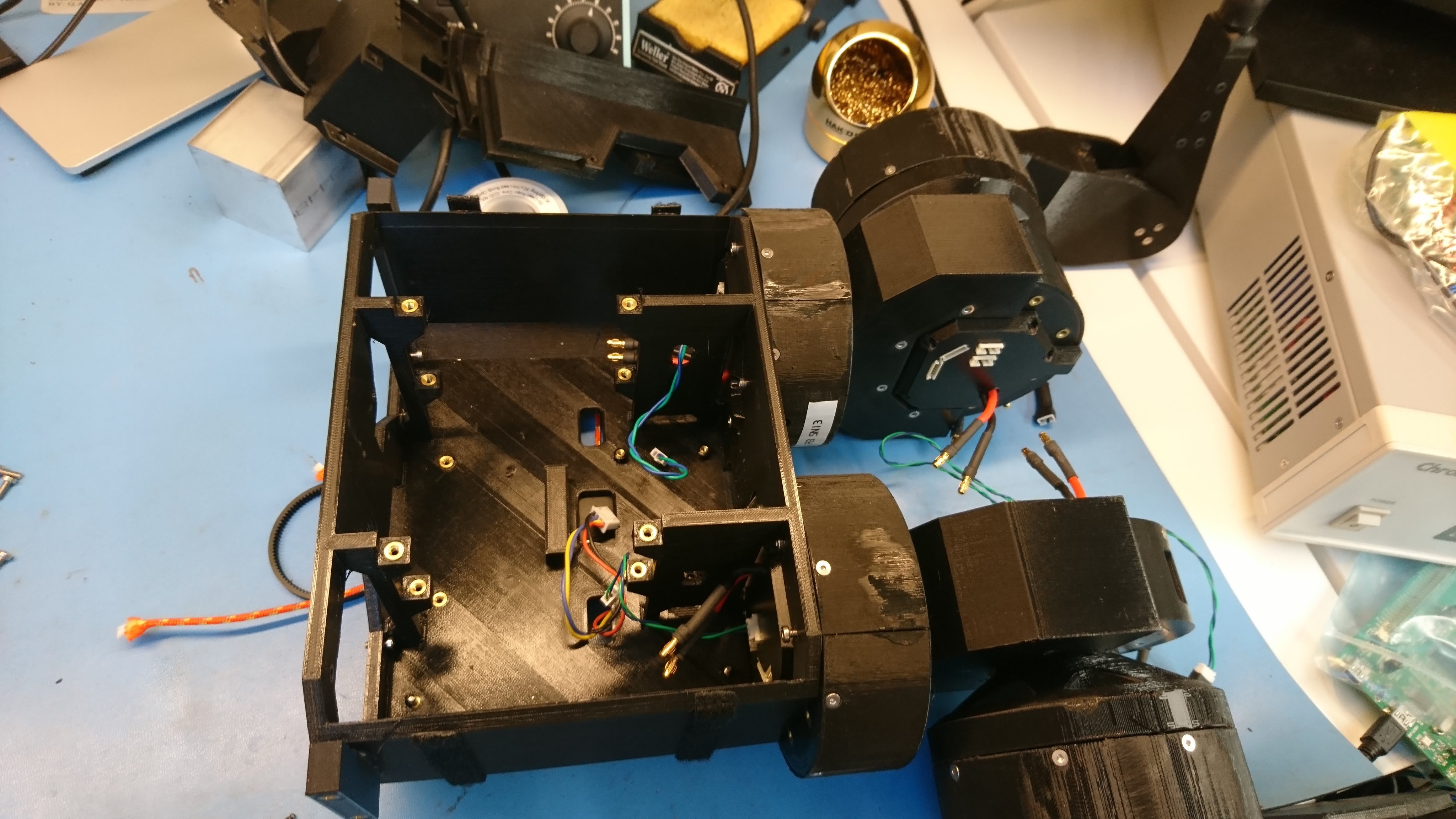 Half the legs off the old chassis