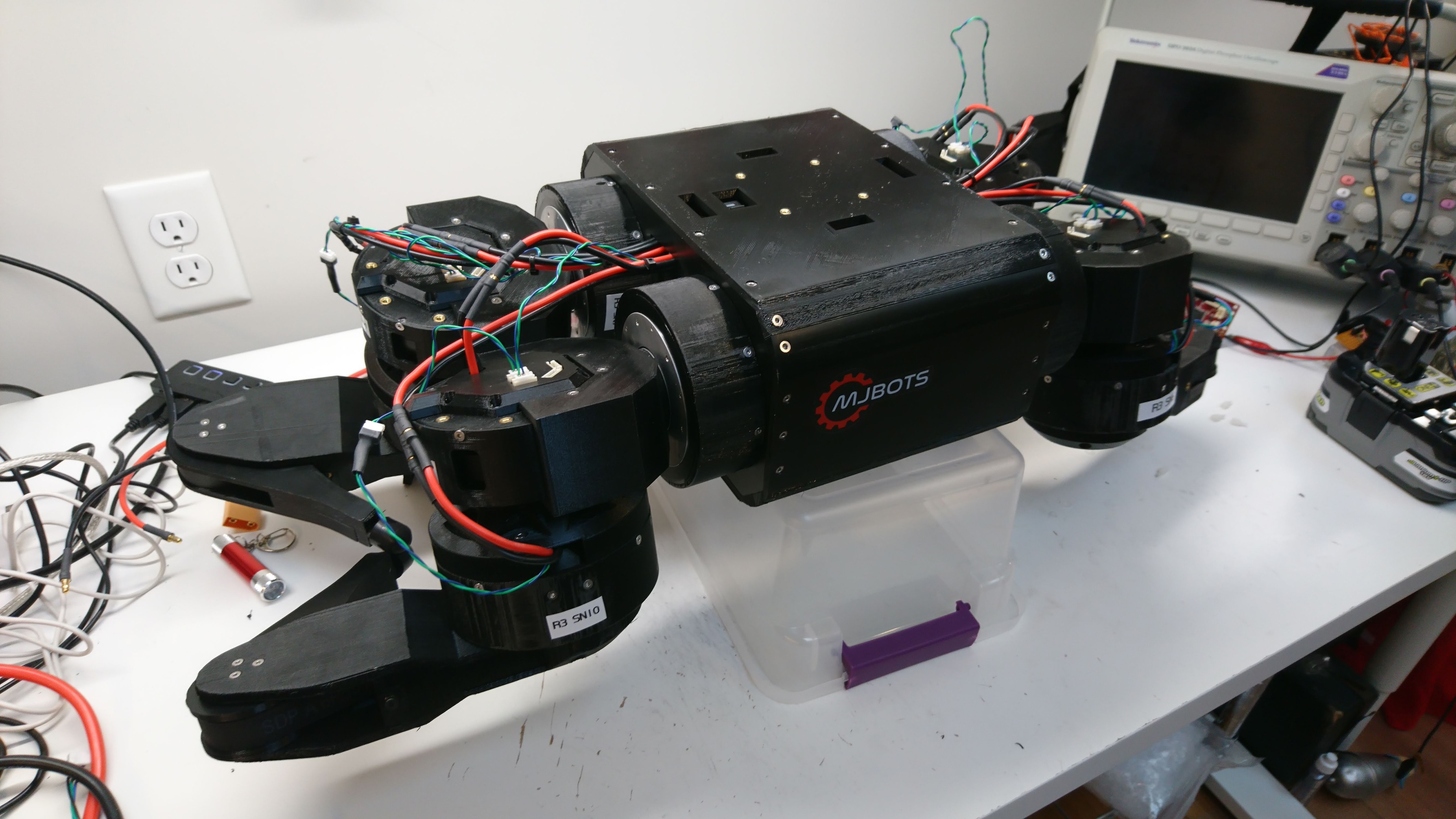 Upright with untidy wires