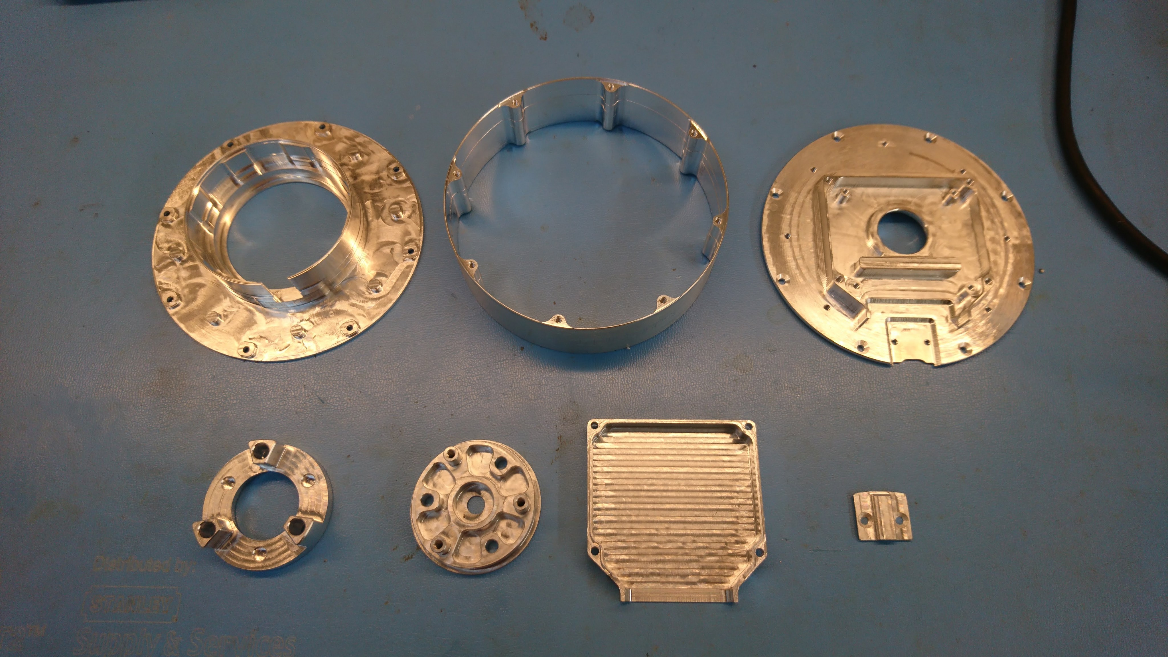 All the machined pieces prior to assembly