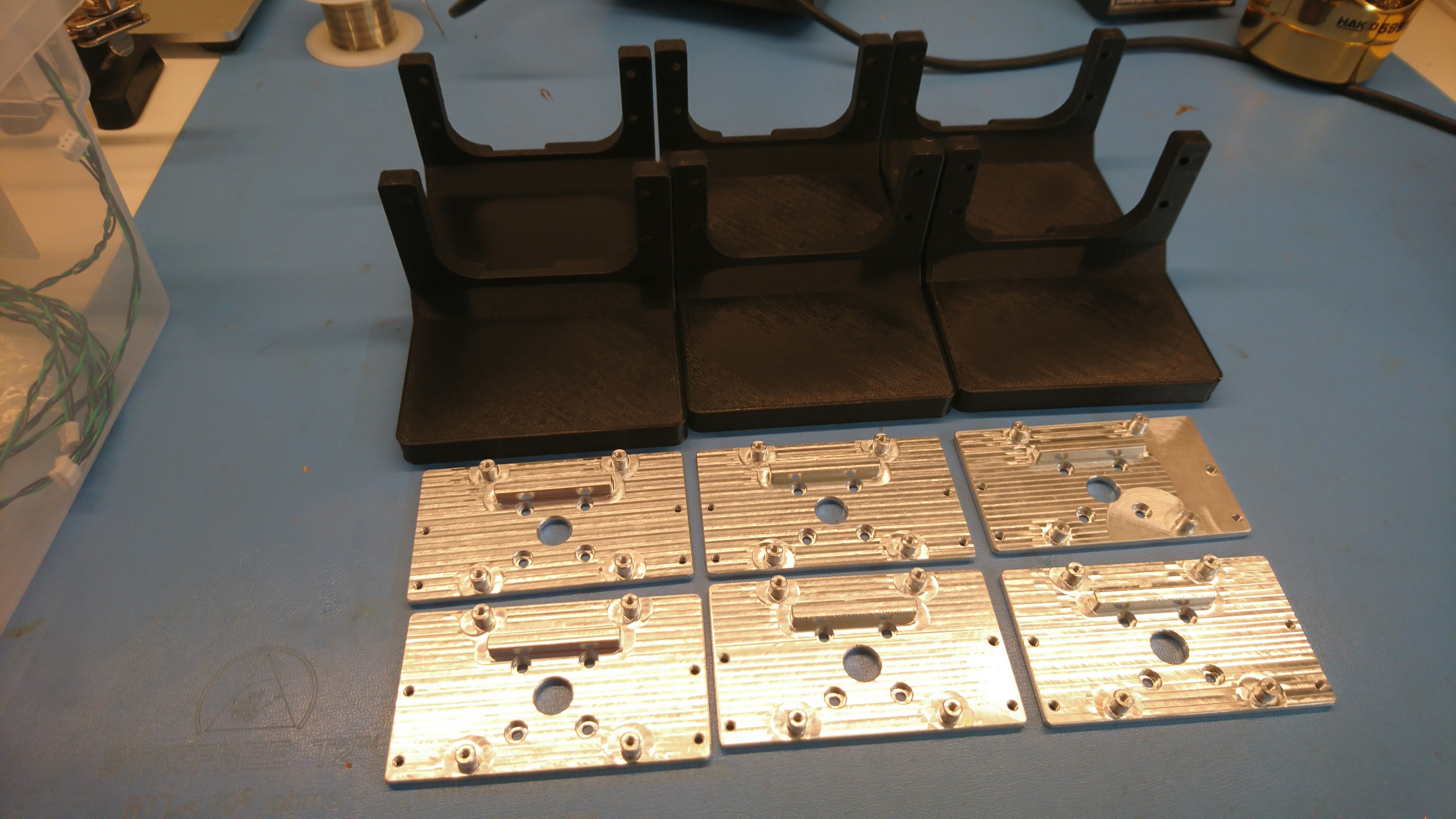 A bunch of brackets and stands