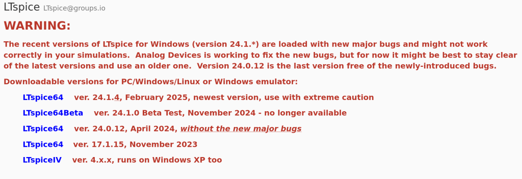 Snapshot of https://groups.io/g/LTspice